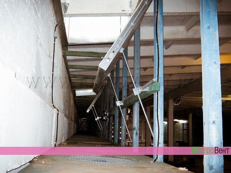 Вентиляционная система овощехранилища навального типа в  обвалованом бетонном помещении